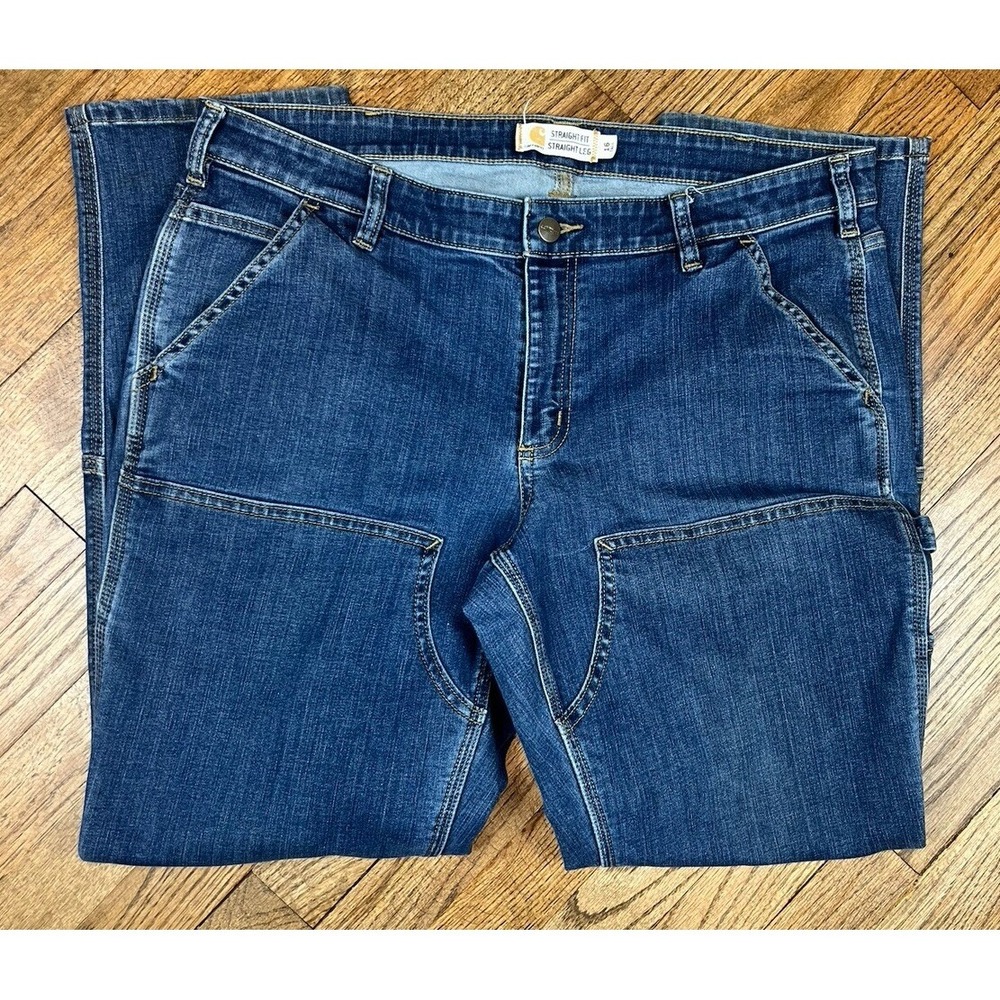 Carhartt Jeans Double Knee Slim Fit Womens Size 16 Stretch Denim Carpenter Jeans